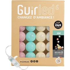 Linge de maison et décoration-Décoration-Guirlande lumineuse boules coton LED USB - Veilleuse bébé 2h -  3 intensités - 24 boules 2,4m - Bébé
