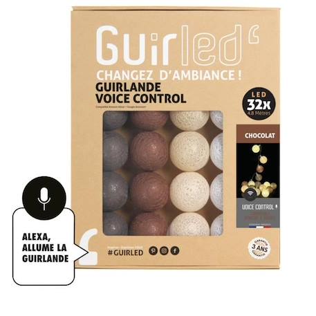 Chocolat Commande Vocale Guirlande lumineuse boules coton Google & Alexa MARRON 1 - vertbaudet enfant 