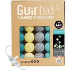 Linge de maison et décoration-Décoration-Guirlande lumineuse boules coton LED USB - Veilleuse bébé 2h -  3 intensités - 24 boules 2,4m - Scandinave