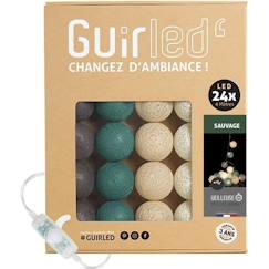 Linge de maison et décoration-Guirlande lumineuse boules coton LED USB - Veilleuse bébé 2h -  3 intensités - 24 boules 2,4m - Sauvage