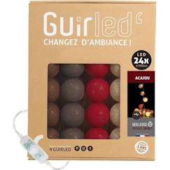 Linge de maison et décoration-Décoration-Guirlande-Guirlande lumineuse boules coton LED USB - Veilleuse bébé 2h -  3 intensités - 24 boules 2,4m - Acajou