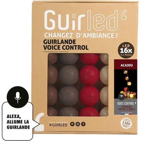 Guirlande lumineuse wifi boules coton LED USB - Commande Vocale - Maison connectée - Amazon Alexa & Google Assistant -  16 boules MARRON 1 - vertbaudet enfant 