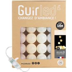 Linge de maison et décoration-Guirlande lumineuse boules coton LED USB - Veilleuse bébé 2h -  3 intensités - 16 boules 1,6m - Coton