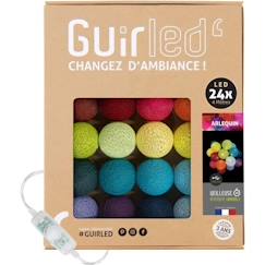 Linge de maison et décoration-Décoration-Guirlande-Guirlande lumineuse boules coton LED USB - Veilleuse bébé 2h -  3 intensités - 24 boules 2,4m - Arlequin