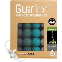 Linge de maison et décoration-Décoration-Guirlande lumineuse boules coton LED USB - Veilleuse bébé 2h -  3 intensités - 24 boules 2,4m - Mangrove