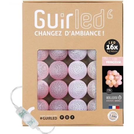 Guirlande lumineuse boules coton LED USB - Veilleuse bébé 2h -  3 intensités - 16 boules 1,6m - Princesse ROSE 1 - vertbaudet enfant 