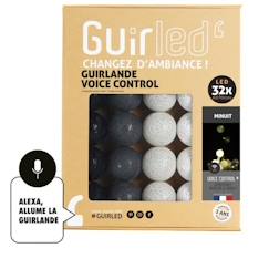 -Minuit Commande Vocale Guirlande lumineuse boules coton Google & Alexa