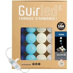 Linge de maison et décoration-Décoration-Guirlande lumineuse boules coton LED USB - Veilleuse bébé 2h -  3 intensités - 16 boules 1,6m - Océan
