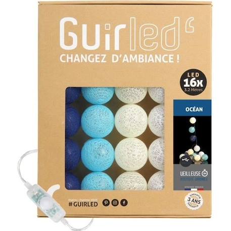 Guirlande lumineuse boules coton LED USB - Veilleuse bébé 2h -  3 intensités - 16 boules 1,6m - Océan BLEU 1 - vertbaudet enfant 