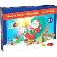 -HABA - Mon Premier Calendrier de l’Avent - 24 Pièces en Bois, 24 Chapitres à lire et Décor en 3D - Calendrier Noël pour Enfants