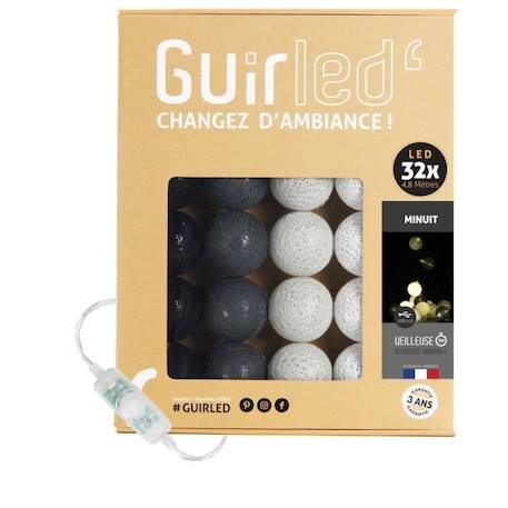 Guirlande lumineuse boules coton LED USB - Veilleuse bébé 2h -  3 intensités - 32 boules 3,2m - Minuit NOIR 1 - vertbaudet enfant 