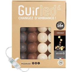 Linge de maison et décoration-Décoration-Guirlande lumineuse boules coton LED USB - Veilleuse bébé 2h -  3 intensités - 16 boules 1,6m - Chocolat