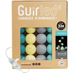 -Guirlande lumineuse boules coton LED USB - Veilleuse bébé 2h -  3 intensités - 32 boules 3,2m - Scandinave