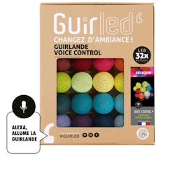 Linge de maison et décoration-Décoration-Guirlande-Arlequin Commande Vocale Guirlande lumineuse boules coton Google & Alexa