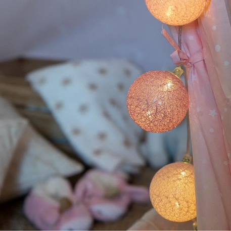 Guirlande lumineuse boules coton LED USB - Télécommandée -Veilleuse bébé 2h -  4 intensités - 16 boules 1,6m - Princesse ROSE 4 - vertbaudet enfant 