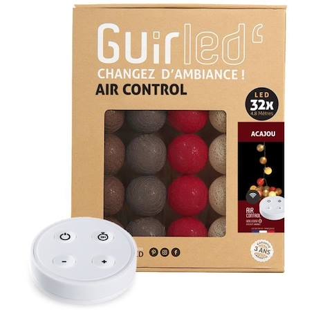 Guirlande lumineuse boules coton LED USB - Télécommandée -Veilleuse bébé 2h -  4 intensités - 32 boules 3,2m - Acajou MARRON 1 - vertbaudet enfant 