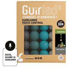 -Mangrove Commande Vocale Guirlande lumineuse boules coton Google & Alexa