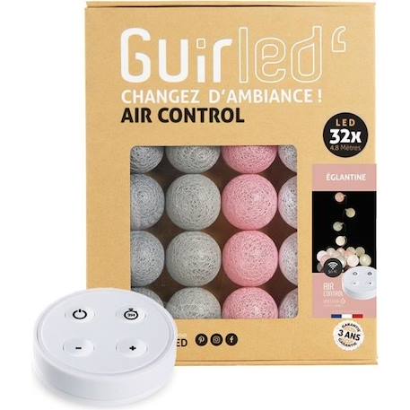 Guirlande lumineuse boules coton LED USB - Télécommandée -Veilleuse bébé 2h -  4 intensités - 32 boules 3,2m - Églantine GRIS 1 - vertbaudet enfant 