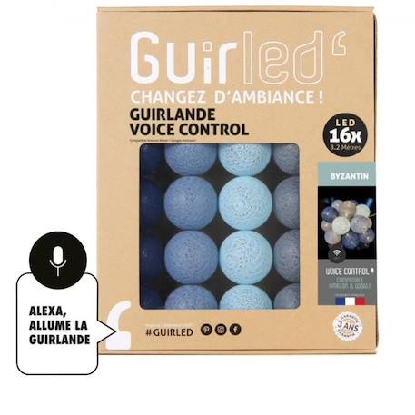 Guirlande lumineuse wifi boules coton LED USB - Commande Vocale - Maison connectée - Amazon Alexa & Google Assistant -  16 boules BLEU 1 - vertbaudet enfant 