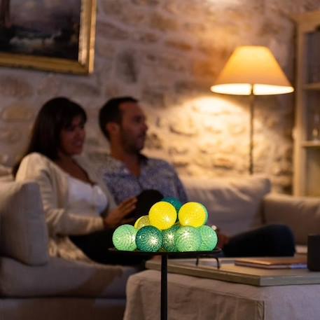 Guirlande lumineuse boules coton LED USB - Veilleuse bébé 2h -  3 intensités - 32 boules 3,2m - Scandinave VERT 3 - vertbaudet enfant 