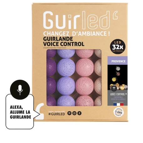 Provence Commande Vocale Guirlande lumineuse boules coton Google & Alexa VIOLET 1 - vertbaudet enfant 