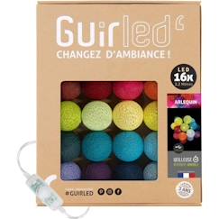 Linge de maison et décoration-Guirlande lumineuse boules coton LED USB - Veilleuse bébé 2h -  3 intensités - 16 boules 1,6m - Arlequin