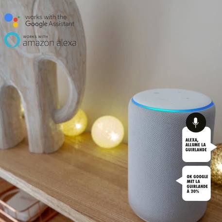 Coton Commande Vocale Guirlande lumineuse boules coton Google & Alexa BEIGE 2 - vertbaudet enfant 