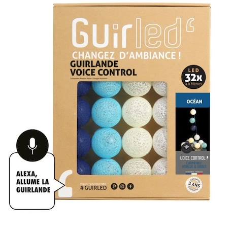 Océan Commande Vocale Guirlande lumineuse boules coton Google & Alexa BLEU 1 - vertbaudet enfant 