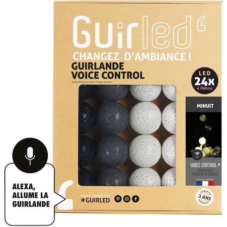 Guirlande lumineuse wifi boules coton LED USB - Commande Vocale - Maison connectée - Amazon Alexa & Google Assistant -  24 boules NOIR 1 - vertbaudet enfant 