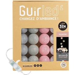 Linge de maison et décoration-Guirlande lumineuse boules coton LED USB - Veilleuse bébé 2h -  3 intensités - 32 boules 3,2m - Églantine