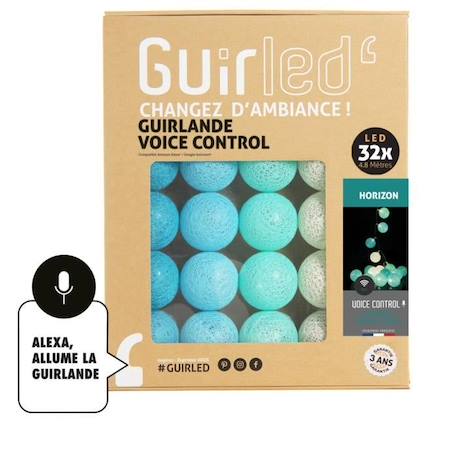 Horizon Commande Vocale Guirlande lumineuse boules coton Google & Alexa BLEU 1 - vertbaudet enfant 