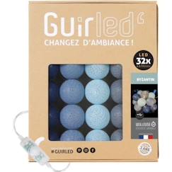 Linge de maison et décoration-Décoration-Guirlande lumineuse boules coton LED USB - Veilleuse bébé 2h -  3 intensités - 32 boules 3,2m - Byzantin