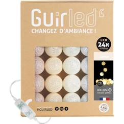 Linge de maison et décoration-Guirlande lumineuse boules coton LED USB - Veilleuse bébé 2h -  3 intensités - 24 boules 2,4m - Coton