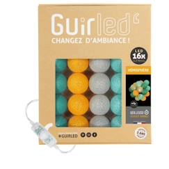 Linge de maison et décoration-Décoration-Guirlande-Guirlande lumineuse boules coton LED USB - Veilleuse bébé 2h - 3 intensités - 16 boules 1,6m - Hémisphère
