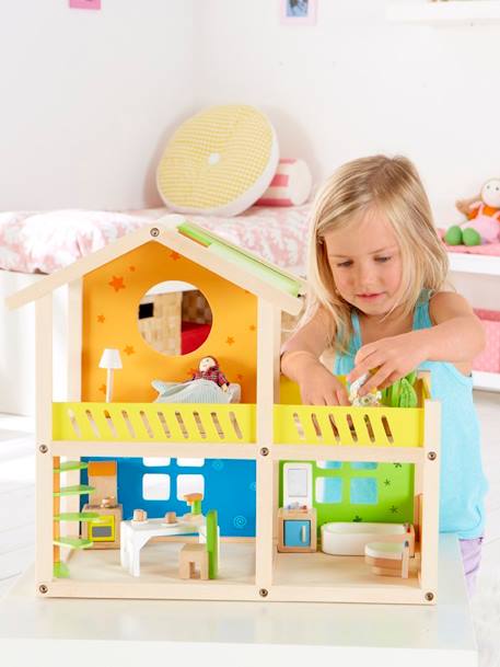 Petite maison joyeuse en bois Multicolore 3 - vertbaudet enfant 