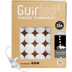 Linge de maison et décoration-Guirlande lumineuse boules coton LED USB - Veilleuse bébé 2h -  3 intensités - 32 boules 3,2m - Flocon
