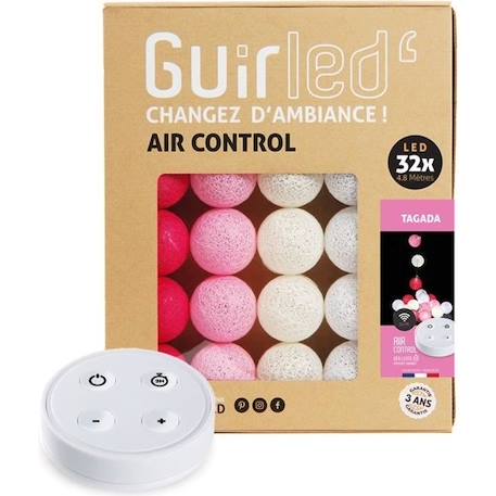 Guirlande lumineuse boules coton LED USB - Télécommandée -Veilleuse bébé 2h -  4 intensités - 32 boules 3,2m - Tagada ROUGE 1 - vertbaudet enfant 