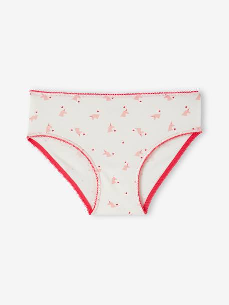 Lot de 5 culottes coeurs et licornes fille en coton bio rose 3 - vertbaudet enfant 