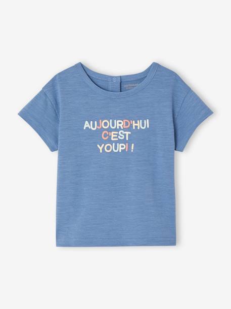 T-shirt 'paradis' bébé manches courtes bleu+écru 1 - vertbaudet enfant 