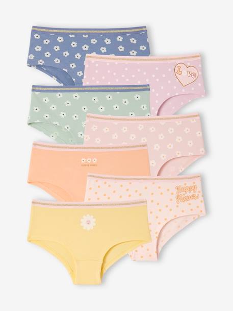 Fille-Lot de 7 shorties fleurs fille en coton bio