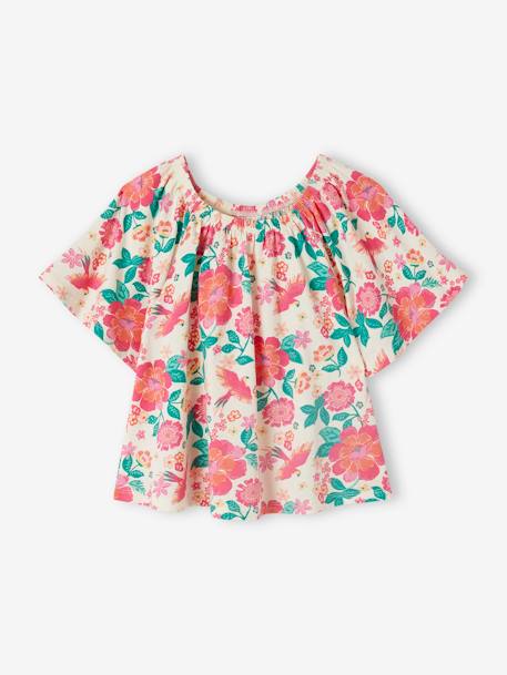 Tee-shirt blouse manches papillon fille écru+multicolore 7 - vertbaudet enfant 