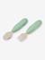 Lot de 2 pré-couverts d'apprentissage 2e âge en inox et silicone beige imprimé+Sage green+Velvet grey 9 - vertbaudet enfant 