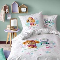 Linge de maison et décoration-Parure de lit imprimée 100% coton, PAT PATROUILLE PARADISE. Taille : 140x200 cm