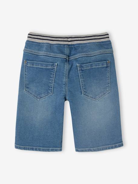 Bermuda facile à enfiler garçon en molleton effet denim denim gris+double stone+stone 9 - vertbaudet enfant 