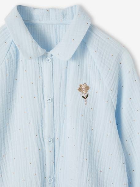 Pyjama fille chemise à pois scintillant personnalisable bleu ciel 5 - vertbaudet enfant 