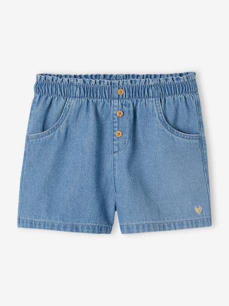 Short fille en denim léger facile à enfiler denim bleached+stone 6 - vertbaudet enfant 