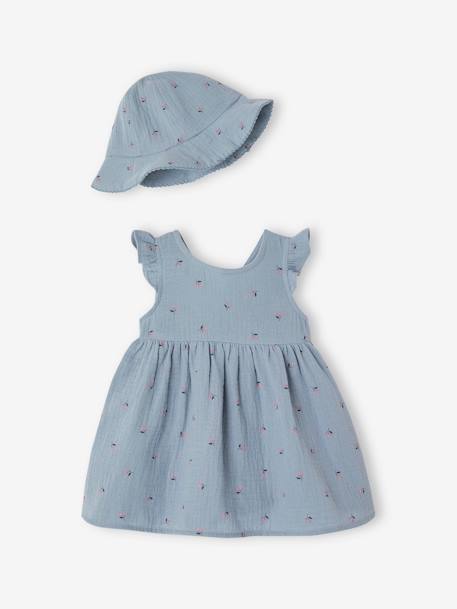 Ensemble Bébé Fille Vertbaudet - Robe + Cardigan + Bandeau, 100% Coton, Manches Longues, Boutons Pressions