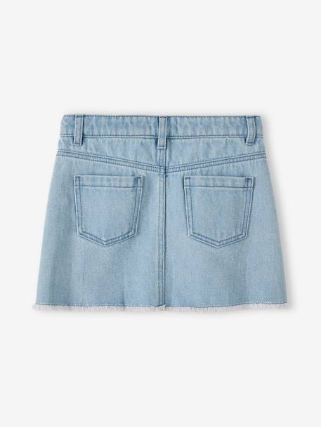 Jupe en jean brodée fleurs fille denim bleached 2 - vertbaudet enfant 