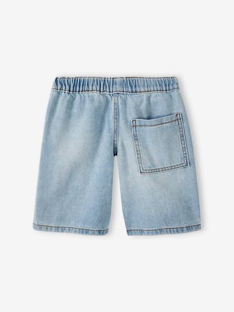 Bermuda garçon jean facile à enfiler bleu imprimé+denim gris+double stone+rayé bleu+stone 18 - vertbaudet enfant 