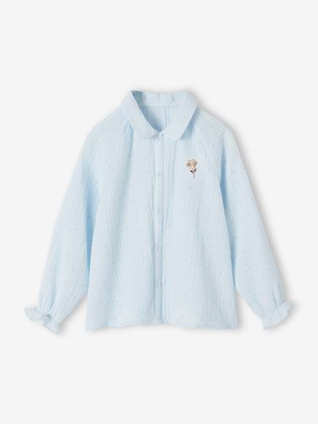 Pyjama fille chemise à pois scintillant personnalisable bleu ciel 3 - vertbaudet enfant 